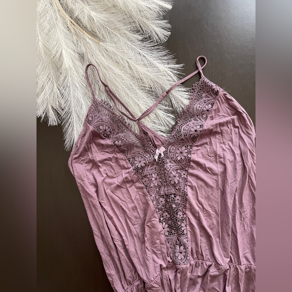 Victoria's Secret Lace Trimmed Purple Romper Chemise